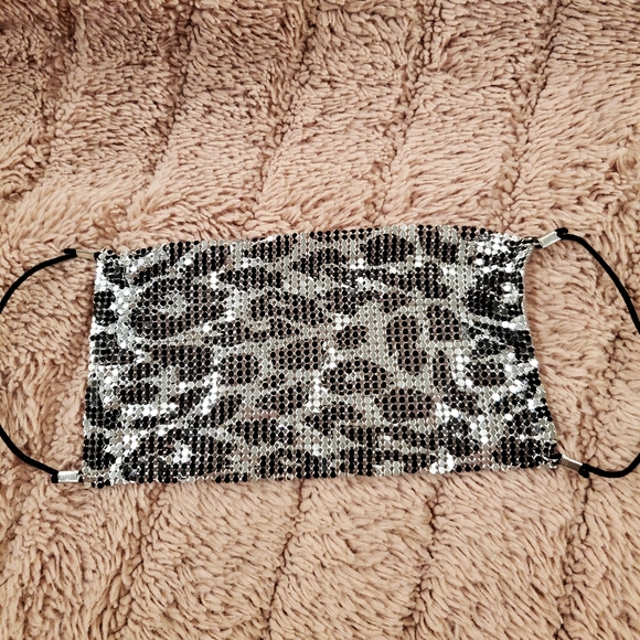 Rhinestone Leopold print face mask/face covering - Picture 2 of 3